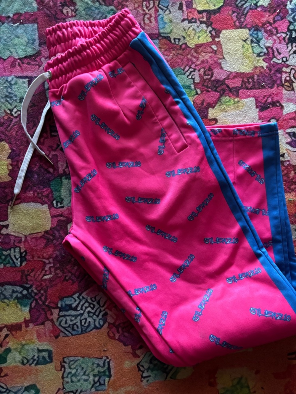 Pink Track Joggers with Blue Trim